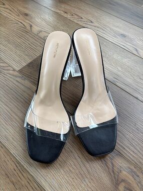 Pretty Little Thing clear acrylic block heel slip on mule size 9